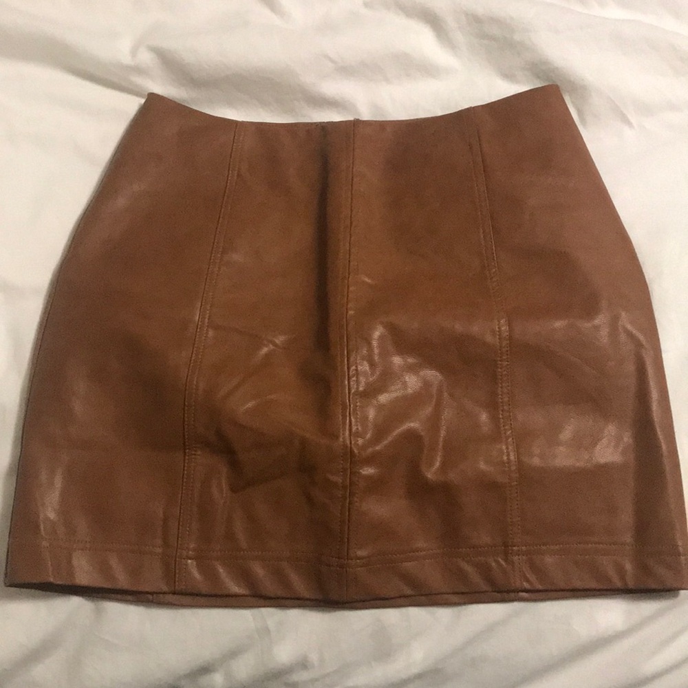 Brown leather / pleather skirt